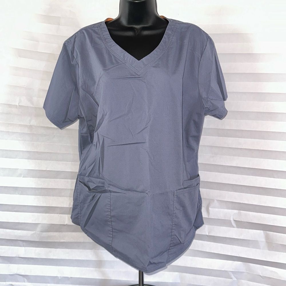 Women's Scrubstar Scrub Top XL – Medium Gray, Short Sleeve Nursing Shirt